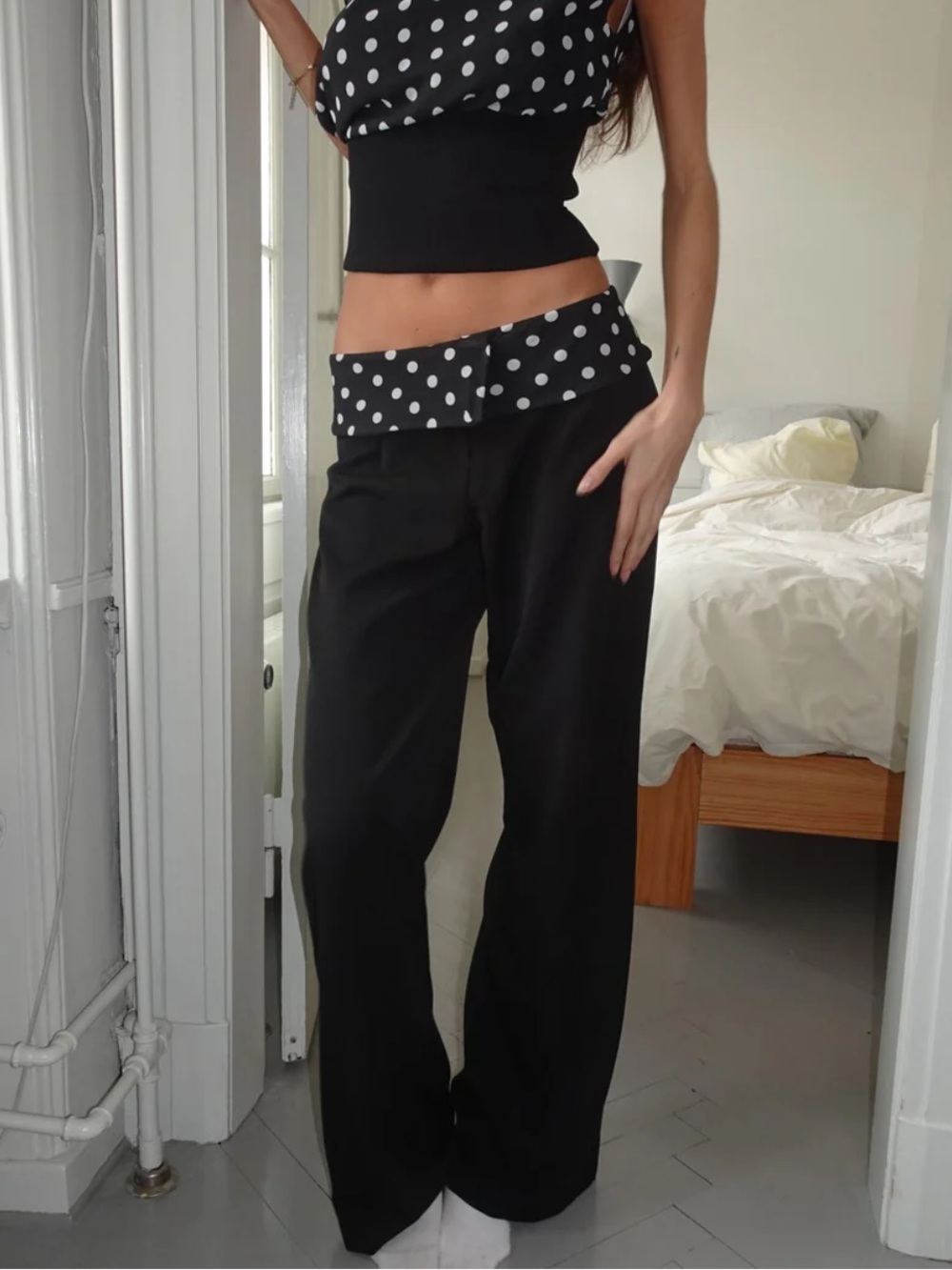 Design By Sj Polka Dot Fold-Over Waistband